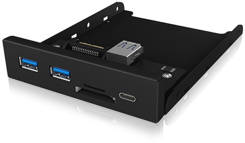 Icy Box Front Panel 4-port Usb3.2 Hub And Card Reader Black