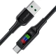 Καλώδιο Σύνδεσης Acefast C7-04  USB-A  σε USB-C 60W 20V/3A με Ενδειξη Τάσης  Μαύρο 1.2m.