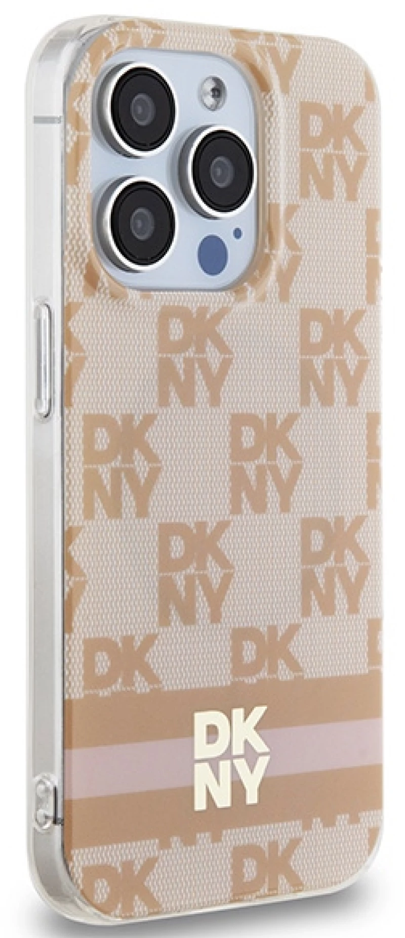 DKNY IML Checkered Mono Pattern & Printed Stripes MagSafe case for iPhone 13 Pro Max - pink