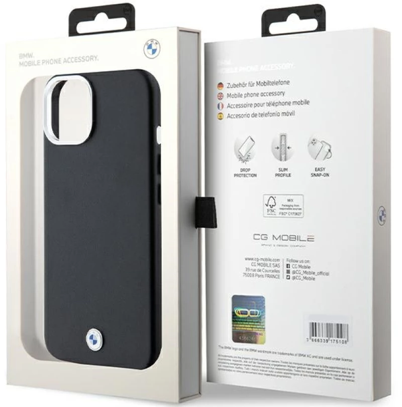 BMW Signature Wrapped Metal MagSafe Case for iPhone 15/14/13 - Black