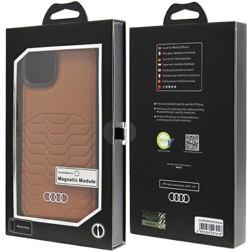 Audi Synthetic Leather Case with MagSafe for iPhone 15 Plus / 14 Plus - Brown