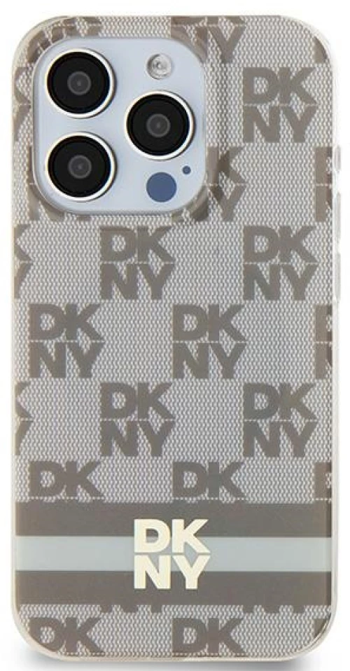DKNY IML Checkered Mono Pattern & Printed Stripes MagSafe case for iPhone 15 / 14 / 13 - beige