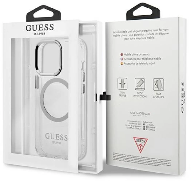 Guess Metal Outline MagSafe case for iPhone 13 Pro / iPhone 13 - silver