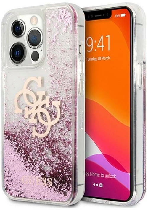 Guess GUHCP13XLG4GPI iPhone 13 Pro Max 6,7" różowy/pink hardcase 4G Big Liquid Glitter