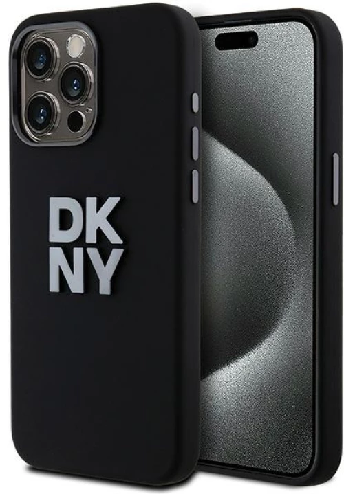 DKNY Liquid Silicone Metal Logo iPhone 15 Pro Case - Black