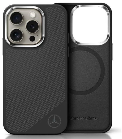 Mercedes MEHMP16X23SUGDK iPhone 16 Pro Max 6.9" black/black hardcase Silicone Tonal Logo Wood Pattern MagSafe