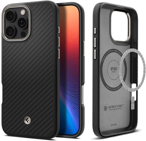 Spigen Enzo Aramid Mag Case with MagSafe for iPhone 16 Pro - Matte Black