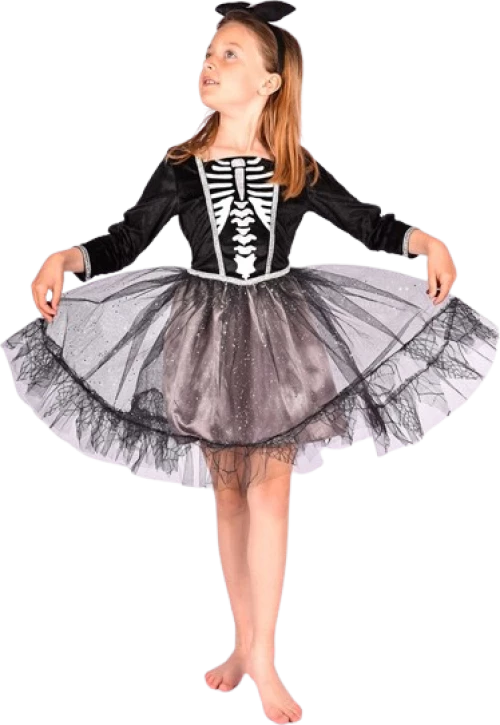 Den Goda Fen - Skeleton Dress w. Headband (110-116 cm) (F77732) / Toys