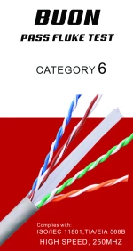BUON 10 UTP CAT6 CABLE WITH PASS FLUKE TEST CCA 0.57MM 23AWG CCA  100M