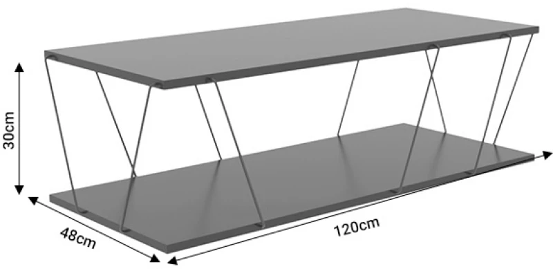 Tραπέζι σαλονιού Tars  γκρι-μαύρο 120x48x30εκ