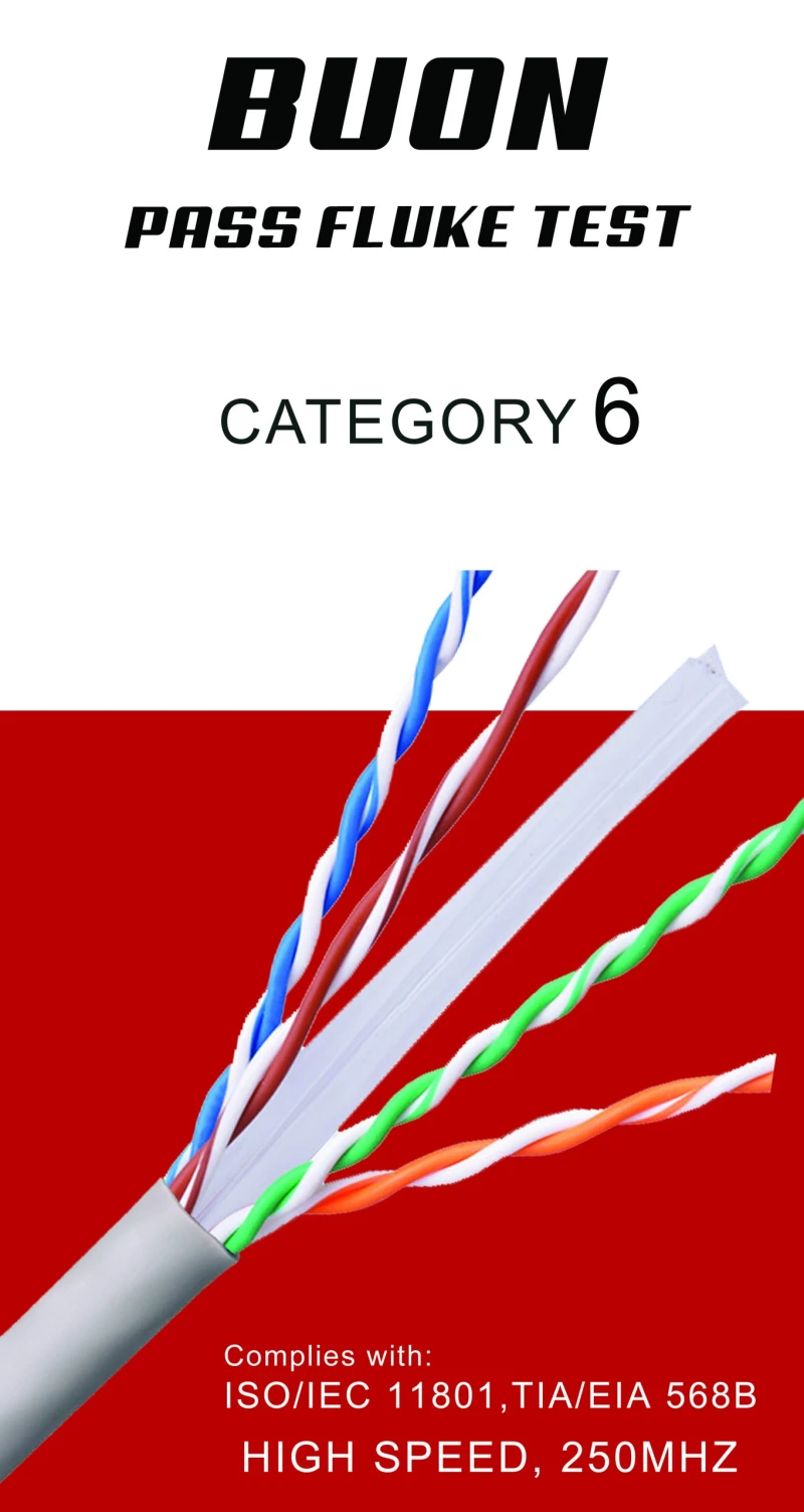 BUON 50 UTP CAT6 CABLE WITH PASS FLUKE TEST CCA 0.57MM 23AWG CCA WHITE 100M