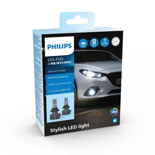 Philips Λάμπες Αυτοκινήτου Ultinon Pro 3022 H11 / H16 / H8 LED 6000K Ψυχρό Λευκό 12V / 24V 2τμχ - 11366U3022X2 11366U3022X2