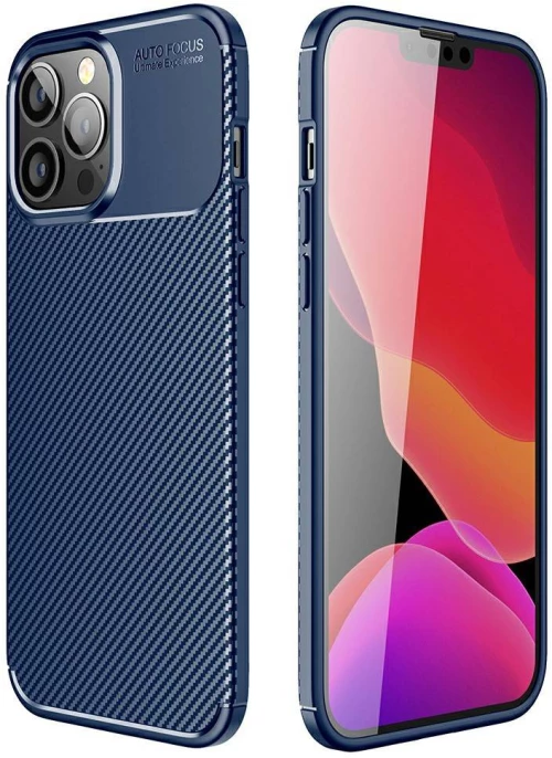 TechWave Carbon Fiber case for iPhone 13 Pro Max navy blue
