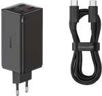 Baseus Φορτιστής GaN6 Pro 2x USB, 2x Type-C, 100W, 20V, 5A, με καλώδιο Type-C 1m Black