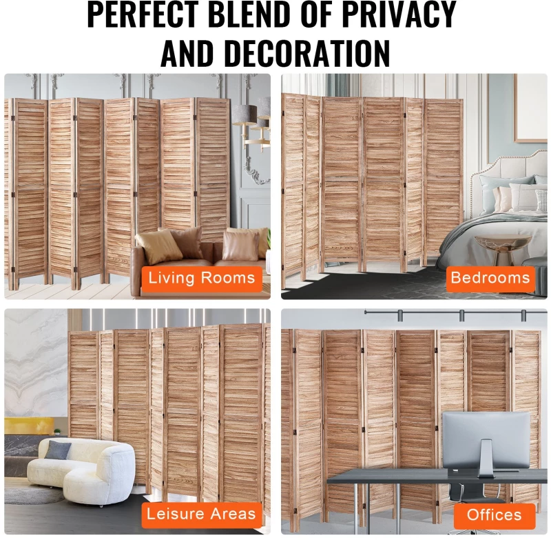 VEVOR Wood Divider Room Ξύλινο πάνελ 8 για Διαχωρισμό Δωματίων Home Office
