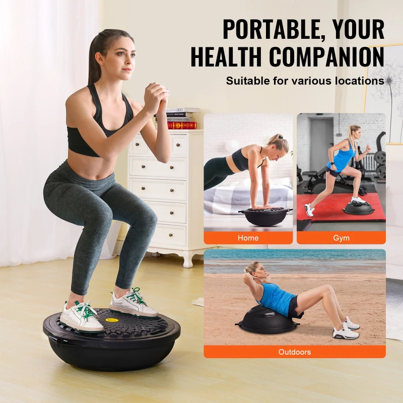 VEVOR 26" Half Exercise Ball Trainer Yoga Balance Stability Band Resistance Ball