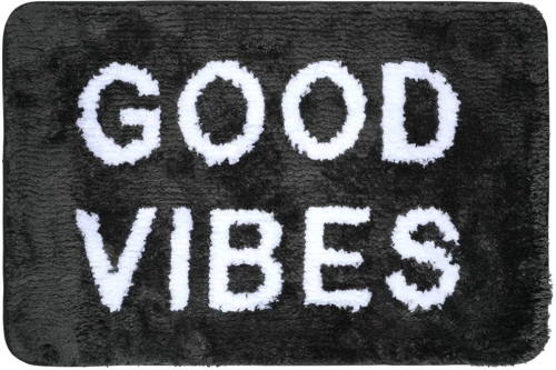 Estia 02-28541 Πατάκι Μπάνιου Microfiber Good Vibes Μαυρο 40x60εκ.