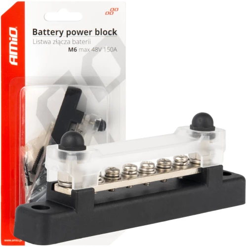ΜΠΑΡΑ ΚΑΛΩΔΙΩΝ / ΤΕΡΜΑΤΙΚΟ 6 ΘΕΣΕΩΝ M6 max 48V  AMIO - 1 Τεμ.