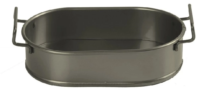 Δοχείο οβάλ μεταλλικό με λαβές λαδί 22x13x5 εκ