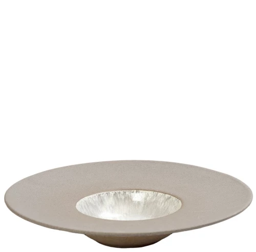 Spirit κεραμικό βαθύ πιάτο σε μπεζ απόχρωση με πλαίσιο σε γκρι χρώμα σετ δύο τεμαχίων 27x6 εκ