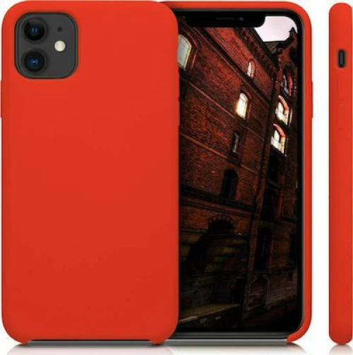 Silicone Case Soft Flexible Rubber Cover Θήκη για iPhone 12 6,1'' red