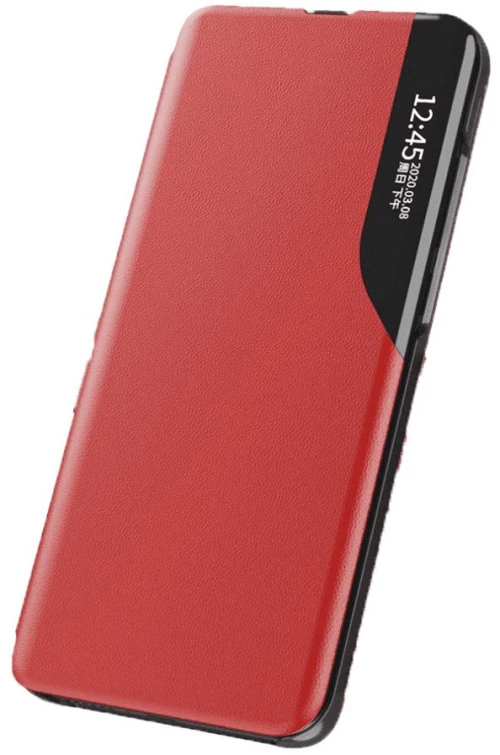 Eco Leather View Case elegant bookcase type case with kickstand Θήκη για Samsung Galaxy A12 / Galaxy M12 red*