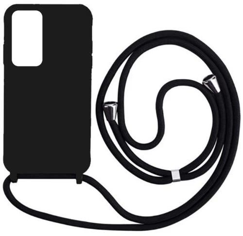 Cord Silicone back cover Case με κορδόνι για Samsung Galaxy A32 4G black*
