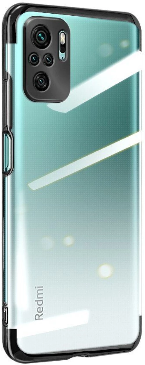 Clear Color Case Gel TPU Electroplating frame Cover Θήκη για Xiaomi Redmi Note 10 / Redmi Note 10S black*
