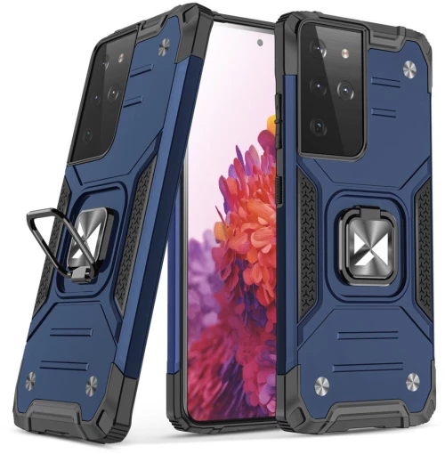 Wozinsky Ring Armor Case Kickstand Tough Rugged Cover Θήκη για Samsung Galaxy S21 Ultra 5G blue