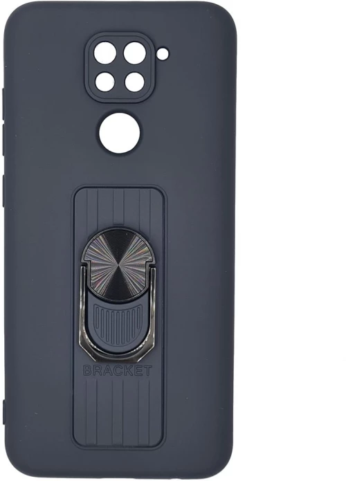 Ring Case silicone case with finger grip and stand Θήκη για Xiaomi Redmi Note 9 dark blue*