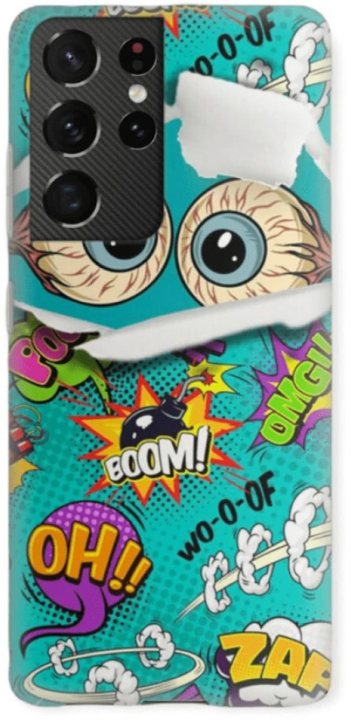 Comic Eyes Silicone case Θήκη για Samsung Galaxy S21 Ultra green