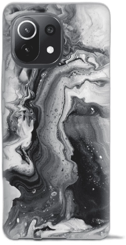 Marble Silicone case Θήκη για Xiaomi Mi 11 Lite / 11 Lite NE black-white 2