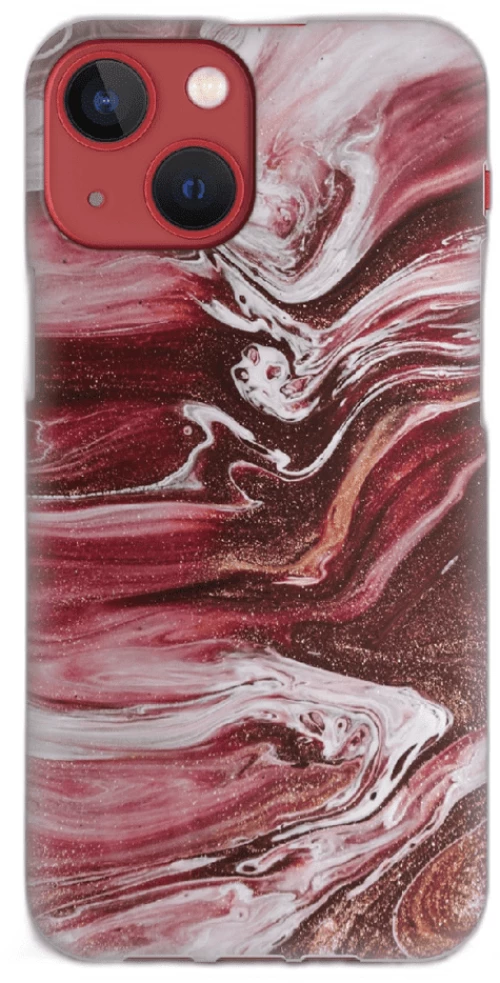 Marble Silicone case Θήκη για Iphone 13 red