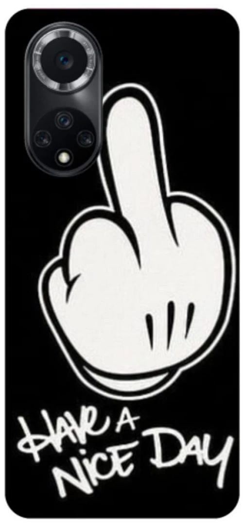 Glossy Middle Finger Custom Silicone case for Honor 50 / Nova 9 black
