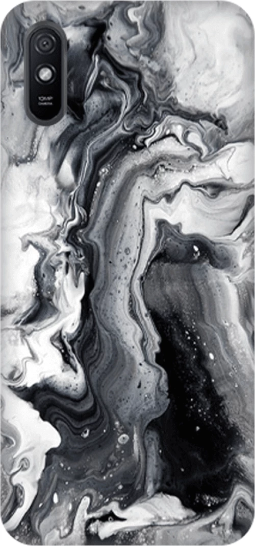 Marble Silicone case for Xiaomi Redmi 9A black-white