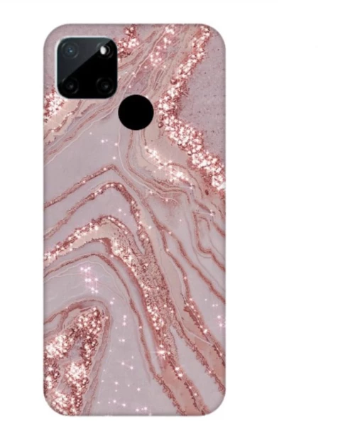Glossy Marble Custom Silicone case Θήκη για Realme C21 pink