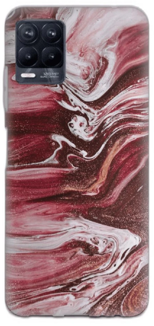 Marble Silicone case Θήκη για Realme 8/8 Pro 4G red