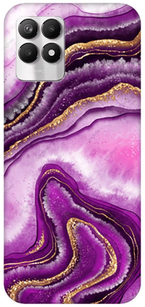 Glossy Marble Custom Silicone case Θήκη για Realme 8i purple