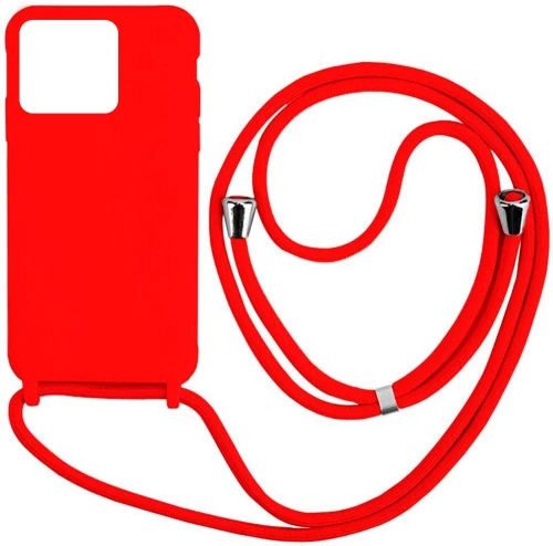 Cord Silicone back cover Case με κορδόνι για Iphone 13 Pro Max red*