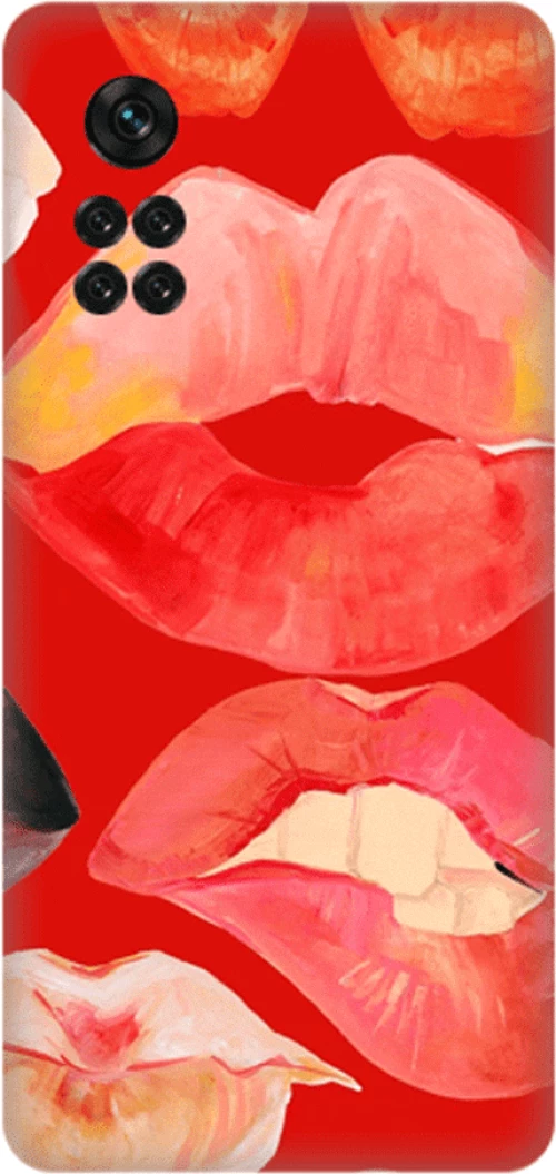 Glossy Lips Custom Silicone case Θήκη για Xiaomi Poco m4 Pro 4G red