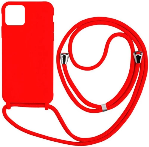 Cord Silicone back cover Case με κορδόνι Θήκη για Iphone 14 plus red*