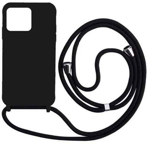 Cord Silicone back cover Case με κορδόνι Θήκη για Iphone 14 Pro Max black*