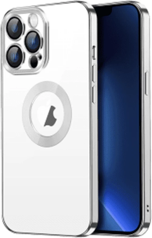 Electroplated Clear Case With Logo Ring For iPhone 13 Pro Transparent / Silver