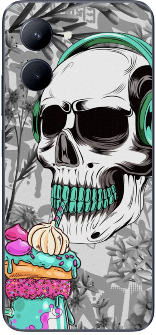 Skull Silicone case Θήκη για Realme C33 white