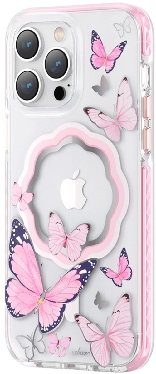 Kingxbar Butterfly Series magnetic case Θήκη για iPhone 14 Pro Max MagSafe case with butterflies pink*