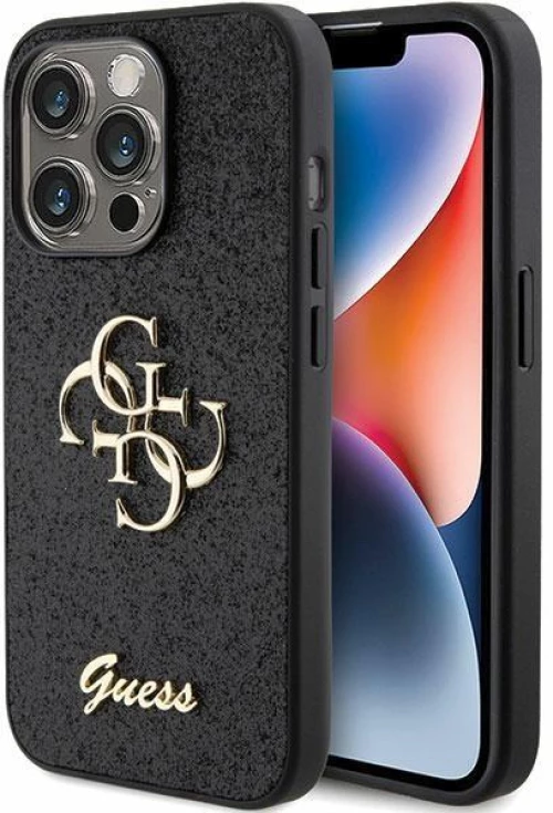 Guess Glitter Script Big 4G θηκη για iPhone 15 Pro Max black