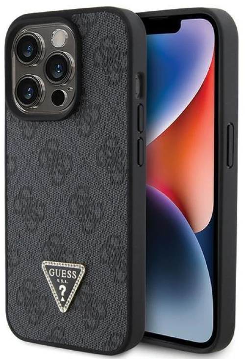 Guess Leather 4G Diamond Triangle θηκη για iPhone 15 Pro black