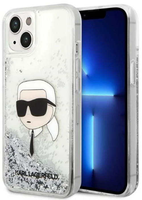 Karl Lagerfeld KLHCP13LGKCD iPhone 14 6,1" hardcase Liquid Glitter Karl head silver