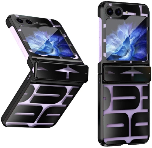 FW Luxury Transparent Plating hinged Protective Hard PC Cover θηκη για Samsung Flip 5 black