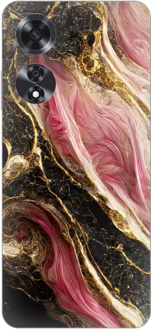 Marble Black-Pink Silicone Case θήκη για OPPO A60 4G